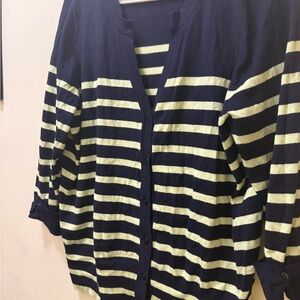 Cyrus Navy and Yellow Striped Cardigan